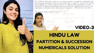 Questions on Hindu Law Partition amp Succession Class3  Hindu Succession Act Numericals Solution [upl. by Erdnuaed]