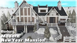 BLOXBURG Modern Winter Farmhouse Mansion  Roblox House Build [upl. by Bearnard]