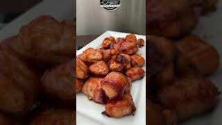 Bacon Salmon Bourbon Smoke 🔥 💨 Bacon Wrapped Bourbon Salmon bites So delicious appetizers [upl. by Leta]