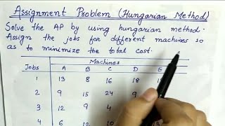 Lec29 Assignment Problem Hungarian Method  In Hindi  Operation Research [upl. by Niak]