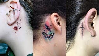 55 Cute Behind the Ear Tattoos for Girls  Ear tattoo Design Ideas  Small Tattoos for Women [upl. by Zandra]