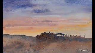 eenvoudige aquarel demo landschap in tegenlicht [upl. by Irami]