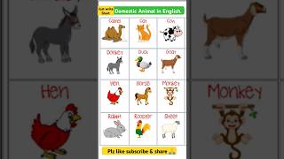 Domestic Animals Name in English Domestic Animals Name  Domestic Animals  Domestic Animal shorts [upl. by Ennaeirrac]