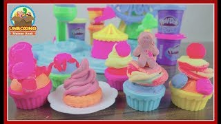 Mainan Anak Play Doh Cupcake Rainbow Frosting Celebration  How To Make Cupcake With Toy [upl. by Harrington]