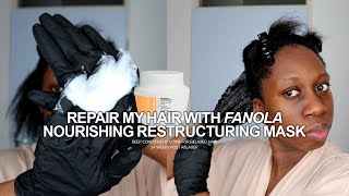 How I am repairing my damaged hair using Fanalo hair mask  relaxed hair care routine at home part 1 [upl. by Ecnarepmet]