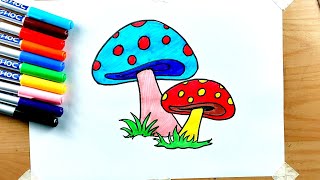 Mushroom Drawing for kids 🍄 [upl. by Aiclid]