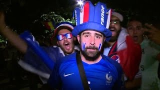 Euro 2016 Fans celebrate France 21 victory over Romania [upl. by Arhez930]