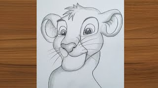 How to Draw Simba from The Lion King  Easy Simba StepbyStep Drawing [upl. by Sucramraj]