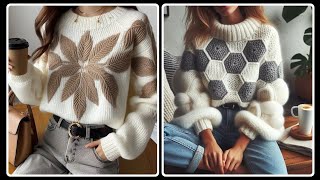 Most stylish and trendy Crochet Pullover Sweaters design  Crochet cowl neck poncho for ladies [upl. by Leasa]