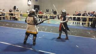 Skilled and chivalrous usa knight Jeff Galli fights polearm duel vs Candian fighter in buhurt [upl. by Anthe]