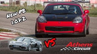 MR2 2ZZ vs Lotus Exige  Track Battle and PB 1072 [upl. by Ecissej]