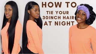 How To Properly Tie Down LONG Straight Hair at Night SUPER EASY Hair Stays Straight [upl. by Jacqueline]