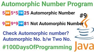 Automorphic Number Program In Java  What is Automorphic Number  javaprogramming 100daysofcode [upl. by Irma]