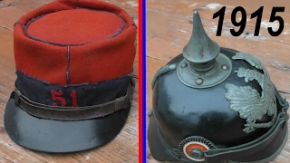 French Képi M 1884 amp German Pickelhaube 1915 Prussian spiked helmet WW I  1Weltkrieg [upl. by Hirz145]