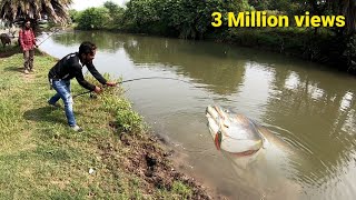 Big monster wallago attu catfish hunting  river monster incredible big patan fish catching [upl. by Cyn426]