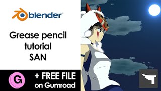 Blender grease pencil  SAN  Blender 293   FREE FILE [upl. by Acsirp]