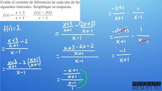 COCIENTE DE DIFERENCIAS PASO a PASO con SIMPLIFICACIÓN 2  2 EJERCICIOS RESUELTO [upl. by Robinet]