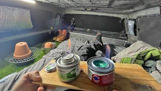 Truck Camping in 17 Degrees Using Sterno Cans for Heat [upl. by Roee]