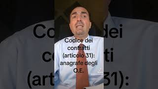 Codice dei contratti articolo 31 anagrafe degli OE [upl. by Harmaning396]