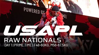 2023 USAPL Raw Nationals  Day 1  Prime Time F4860kg M56675kg [upl. by Vig31]