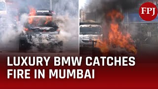 Mumbai Luxury BMW Catches Fire on Jogeshwari Bridge [upl. by Rieth]