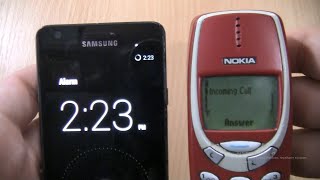 Incoming call amp Ringing alarms at the Same time Samsung Galaxy S2 CyanogenModNokia 3310 RED [upl. by Gutow]