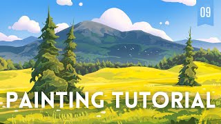 Environment Painting in Procreate  Yellow Field FULL TUTORIAL [upl. by Nagem]