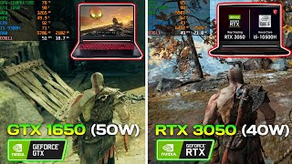 GTX 1650 50W vs RTX 3050 40W  5 Games Side by Side Comparison  2022 [upl. by Schulman]