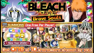 CHOOSE A 6 STAR TICKET SUMMONS NEW YEAR 2024 FREE PULL GUIDE OPENING Bleach Brave Souls ブレソル [upl. by Aklog]