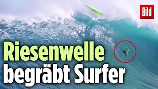 Surfer stürzt von Riesenwelle BigWaveWettkampf vor Hawaii [upl. by Nairad456]