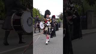 Drum Majors leading the Lonach Pipe Band to the 2018 Braemar Gathering in Scotland shorts [upl. by Mojgan239]