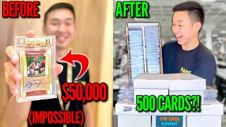 I attempted the IMPOSSIBLE card show TRADE DOWN challenge with a 50000 MJ AUTOGRAPH 😱🔥 [upl. by Aleekat]