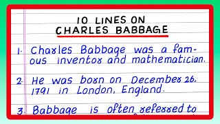 FEW LINES ON CHARLES BABBAGE  5  FIVE  10 LINES ON CHARLES BABBAGE [upl. by Ylla]