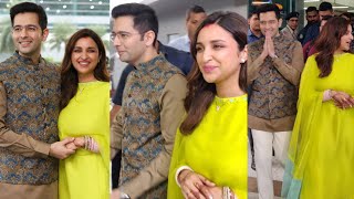 Parineeti Chopra amp Raghav Chadha arrived at Delhi Airport 😍💖📸✈️ [upl. by Jerusalem]