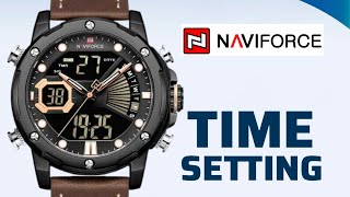 How Setting Time NAVIFORCE NF 9172 Military DualTime Watch [upl. by Gaby652]