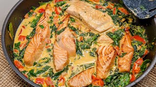 Lachs mit Spinat in Sahnesauce Unverschämt lecker und einfach LachsSahne Rezept [upl. by Venetis792]