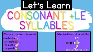 Consonant  le Syllables Syllable Types [upl. by Comstock]