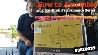 Assembling Charbroil Performance Series Silver 4 Burner Gas Grill  Side Burner 3810039  Guide [upl. by Einahpts]