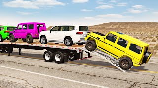 Flatbed Truck Mcqueen  Transportation with Truck  Pothole vs Car 200  BeamNGDrive [upl. by Hazem]