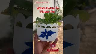 Waste Bottle Flower Pot  Flower Pot Making Idea diy craft craftyideas [upl. by Aihsined]