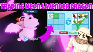 Trading NEON Lavender Dragon in ADOPT ME [upl. by Neenwahs]