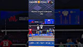 world 🌍 longest volleyball rally JAPAN 🇯🇵 vs FRANCE 🇲🇫 viney volleyballworld [upl. by Jehanna]