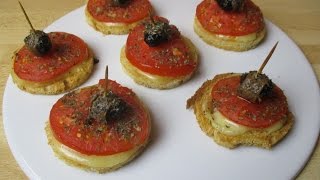 Recette des croûtons au fromage tomates olives et anchois  Simple et délicieux [upl. by Olatha]