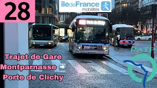 🚍BUS 28 RATP  Trajet à bord d’un GX337 Élec 2p n°1383 Toute la ligne en trajet complet [upl. by Airetahs]