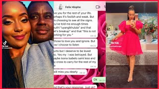 Felix Hlophes Girlfriend Ayanda Bengu dumps himamp XPOSE Him of being a narcissist 😳😳💔LEAKING CHATS❗ [upl. by Mobley]