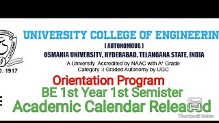 OU College of Engineering Academic Calendar Released Orientation Program Induction Program [upl. by Amimej]