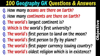 100 World Geography GK Questions and Answers in English  Geography GK General Knowledge Questions [upl. by Dickens]