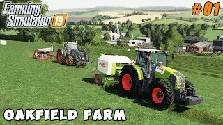 Mowing grass bale silage  Farming on Oakfield Farm  Farming simulator 19  Timelapse 01 [upl. by Alemat]