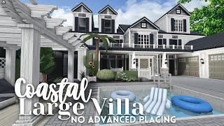 bloxburg  💙 no advanced placing build large coastal villa  76k ꒰ exterior build ꒱ [upl. by Namyaw]