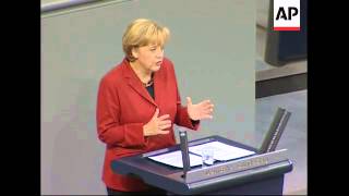 Merkel urges lawmakers to approve rescue plan protest [upl. by Leidba]